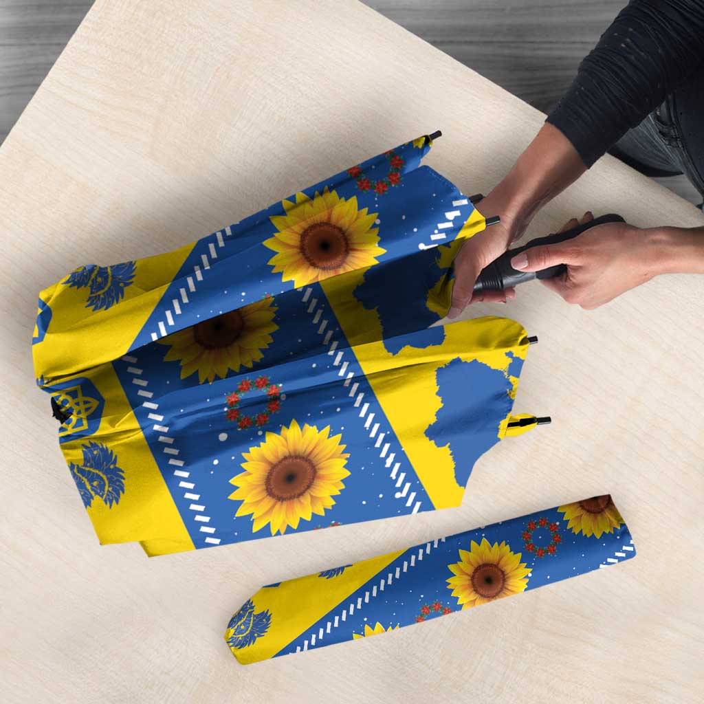 Ukraine Christmas Umbrella Tryzub With Map Folk Pattern - Wonder Print Shop