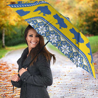 Ukraine Christmas Umbrella Tryzub With Map Folk Pattern - Wonder Print Shop