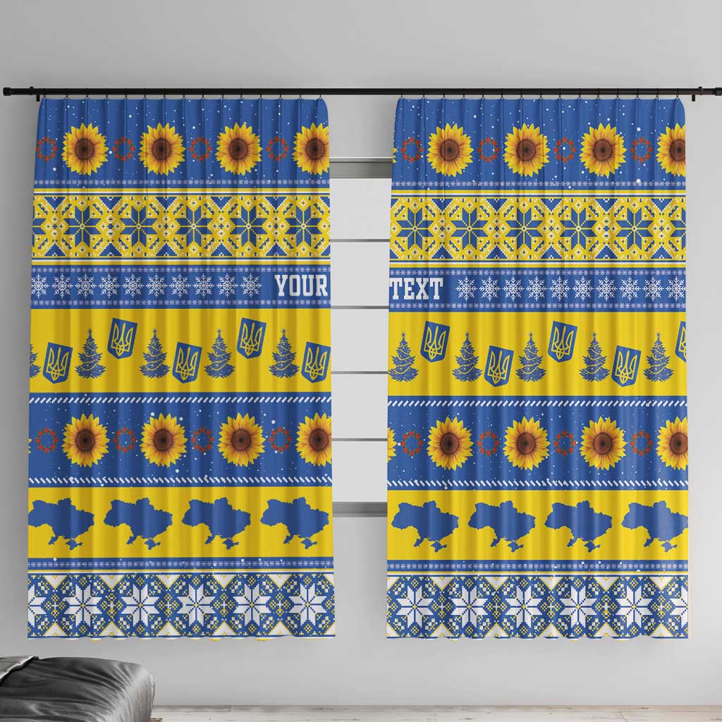 Ukraine Christmas Window Curtain Tryzub With Map Folk Pattern - Wonder Print Shop
