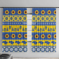 Ukraine Christmas Window Curtain Tryzub With Map Folk Pattern - Wonder Print Shop