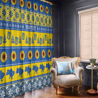 Ukraine Christmas Window Curtain Tryzub With Map Folk Pattern - Wonder Print Shop