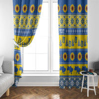 Ukraine Christmas Window Curtain Tryzub With Map Folk Pattern - Wonder Print Shop
