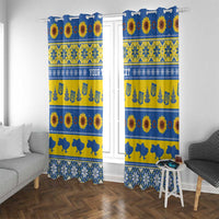 Ukraine Christmas Window Curtain Tryzub With Map Folk Pattern - Wonder Print Shop