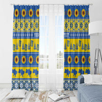 Ukraine Christmas Window Curtain Tryzub With Map Folk Pattern - Wonder Print Shop
