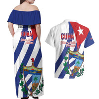 Cuba Liberation Day Couples Matching Off Shoulder Maxi Dress and Hawaiian Shirt Triumph Of The Revolution - Wonder Print Shop