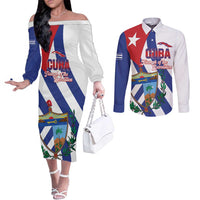 Cuba Liberation Day Couples Matching Off The Shoulder Long Sleeve Dress and Long Sleeve Button Shirt Triumph Of The Revolution