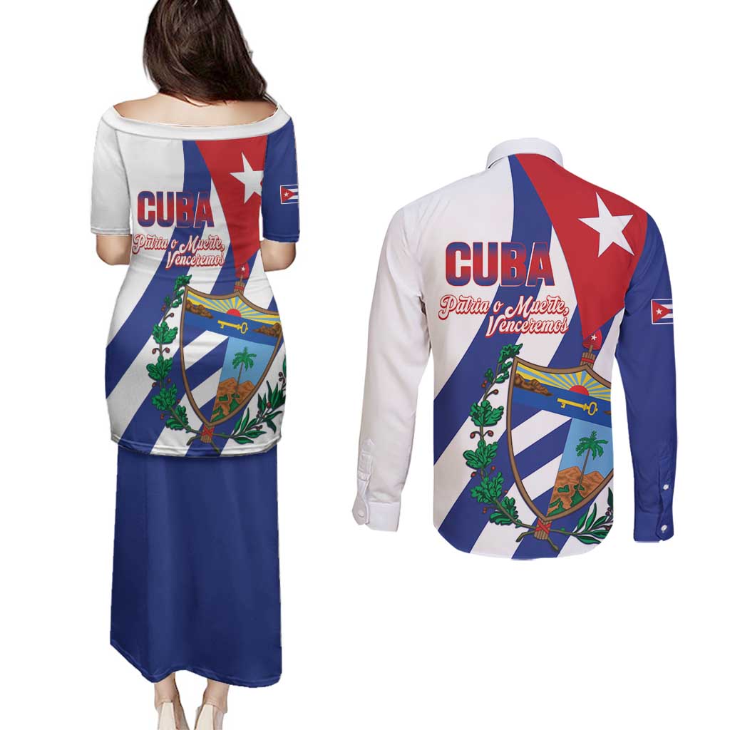 Cuba Liberation Day Couples Matching Puletasi and Long Sleeve Button Shirt Triumph Of The Revolution - Wonder Print Shop