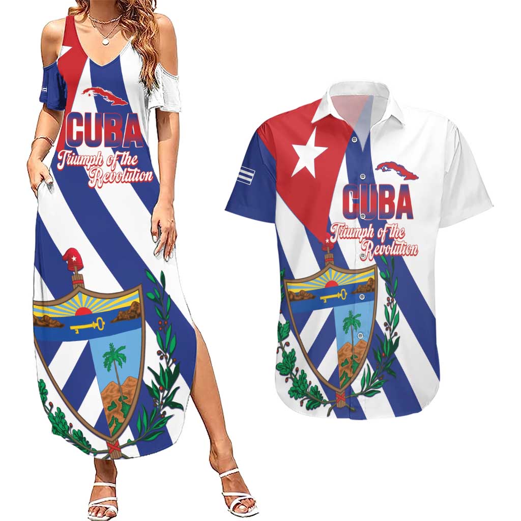 Cuba Liberation Day Couples Matching Summer Maxi Dress and Hawaiian Shirt Triumph Of The Revolution - Wonder Print Shop