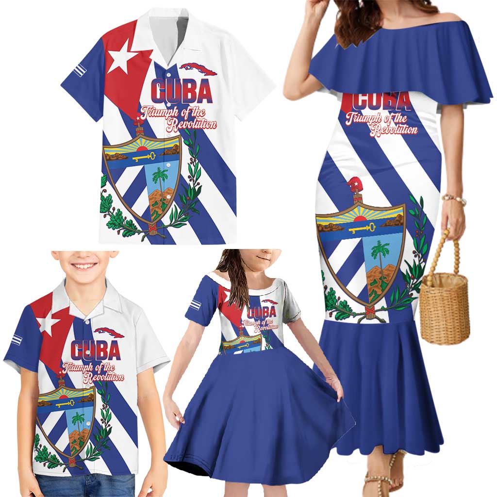 Cuba Liberation Day Family Matching Mermaid Dress and Hawaiian Shirt Triumph Of The Revolution - Wonder Print Shop
