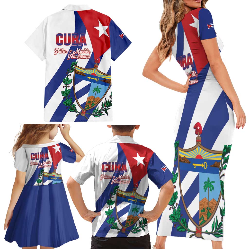 Cuba Liberation Day Family Matching Short Sleeve Bodycon Dress and Hawaiian Shirt Triumph Of The Revolution - Wonder Print Shop
