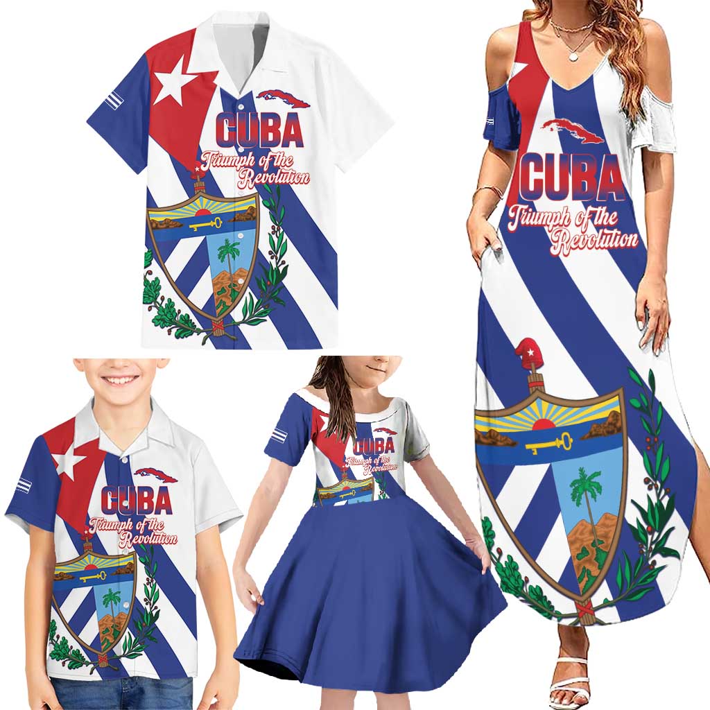 Cuba Liberation Day Family Matching Summer Maxi Dress and Hawaiian Shirt Triumph Of The Revolution - Wonder Print Shop