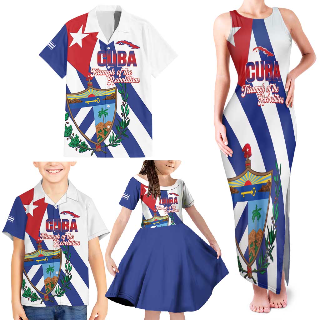 Cuba Liberation Day Family Matching Tank Maxi Dress and Hawaiian Shirt Triumph Of The Revolution - Wonder Print Shop