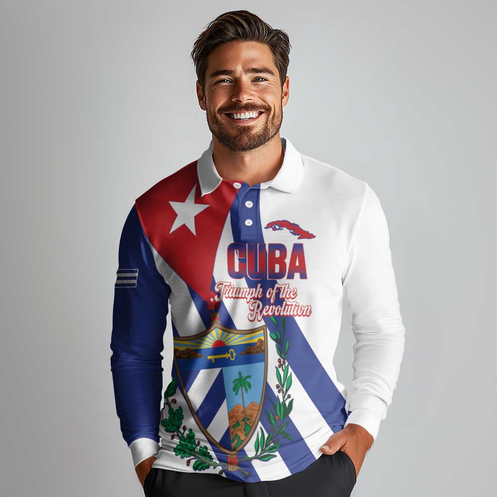 Cuba Liberation Day Long Sleeve Polo Shirt Triumph Of The Revolution - Wonder Print Shop