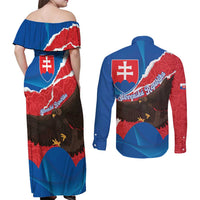 Slovakia Restoration Day Couples Matching Off Shoulder Maxi Dress and Long Sleeve Button Shirt Happy 1st Of January - Slovak Golden Eagle - Wonder Print Shop