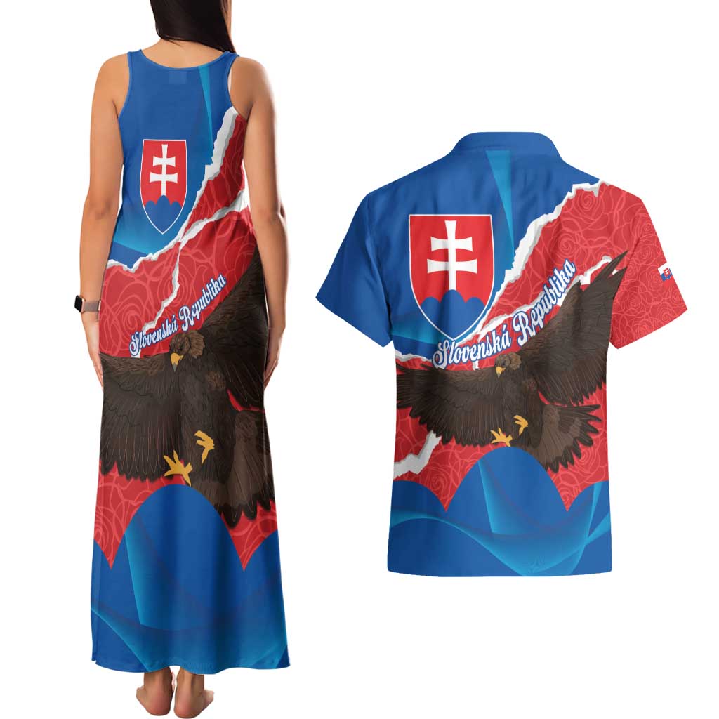 Slovakia Restoration Day Couples Matching Tank Maxi Dress and Hawaiian Shirt Happy 1st Of January - Slovak Golden Eagle - Wonder Print Shop