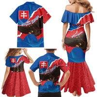 Slovakia Restoration Day Family Matching Mermaid Dress and Hawaiian Shirt Happy 1st Of January - Slovak Golden Eagle - Wonder Print Shop