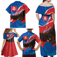 Slovakia Restoration Day Family Matching Off Shoulder Maxi Dress and Hawaiian Shirt Happy 1st Of January - Slovak Golden Eagle - Wonder Print Shop