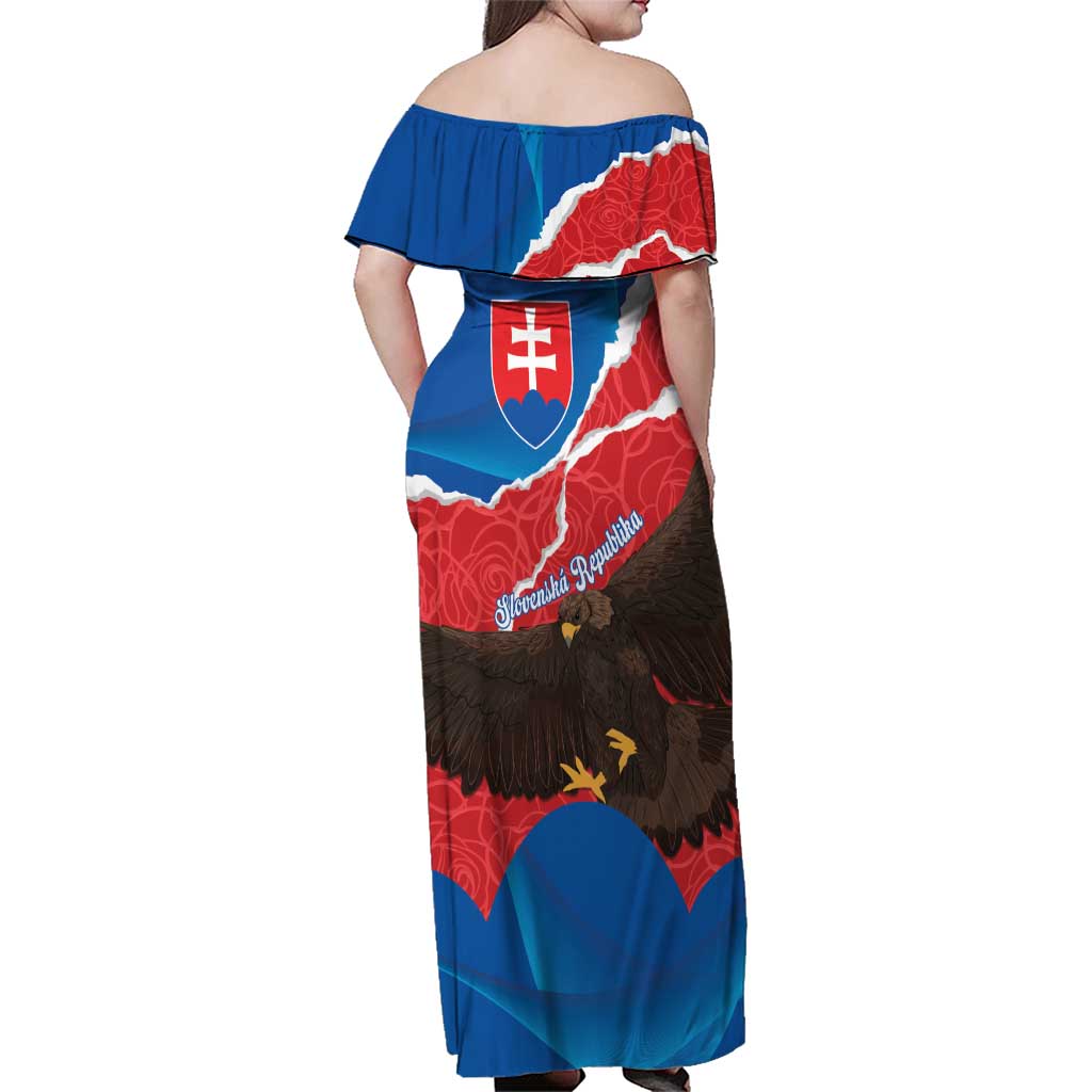 Slovakia Restoration Day Family Matching Off Shoulder Maxi Dress and Hawaiian Shirt Happy 1st Of January - Slovak Golden Eagle - Wonder Print Shop
