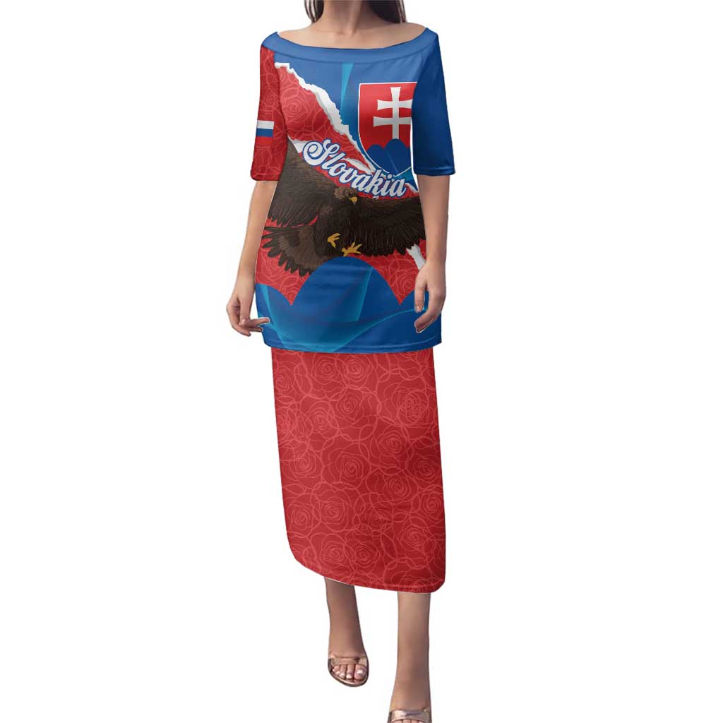 Slovakia Restoration Day Family Matching Puletasi and Hawaiian Shirt Happy 1st Of January - Slovak Golden Eagle - Wonder Print Shop