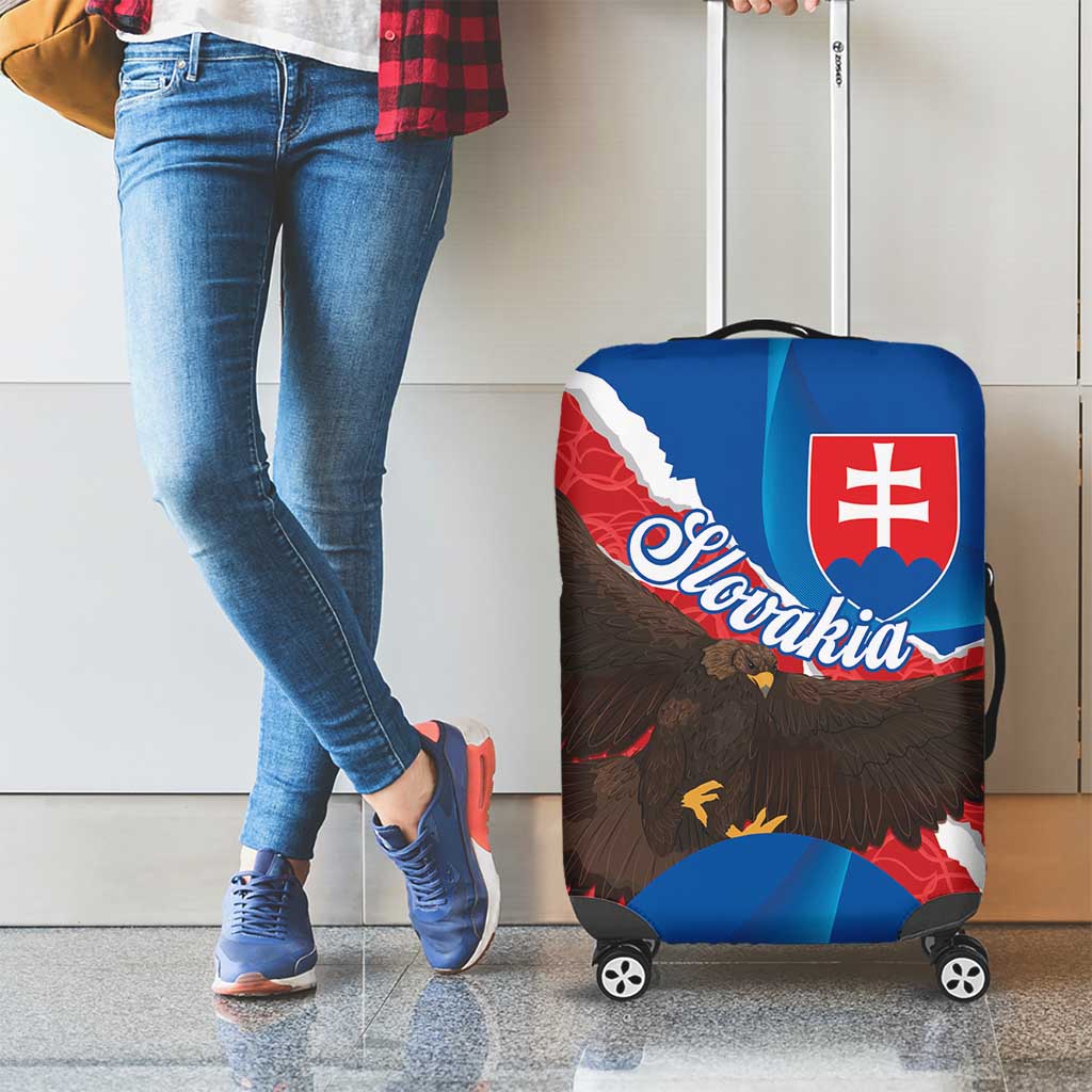 Slovakia Restoration Day Luggage Cover Happy 1st Of January - Slovak Golden Eagle - Wonder Print Shop