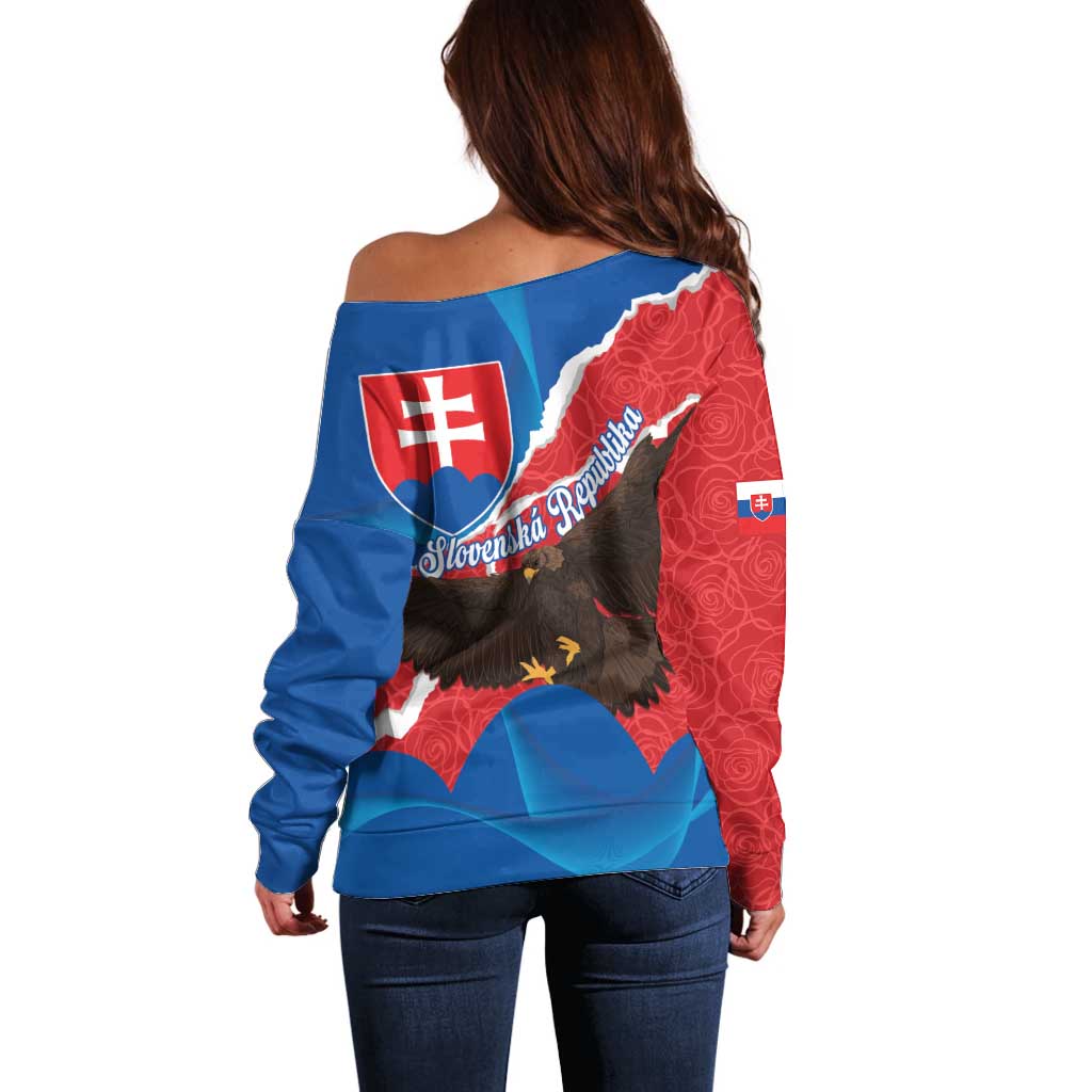 Slovakia Restoration Day Off Shoulder Sweater Happy 1st Of January - Slovak Golden Eagle - Wonder Print Shop