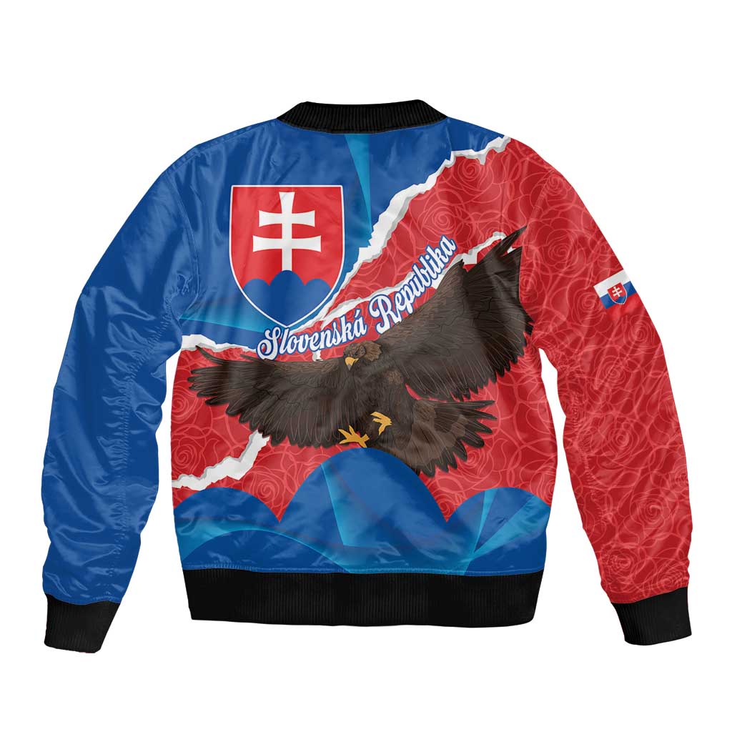Slovakia Restoration Day Sleeve Zip Bomber Jacket Happy 1st Of January - Slovak Golden Eagle - Wonder Print Shop