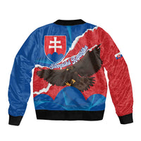 Slovakia Restoration Day Sleeve Zip Bomber Jacket Happy 1st Of January - Slovak Golden Eagle - Wonder Print Shop