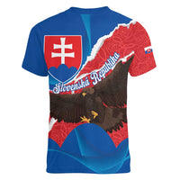 Slovakia Restoration Day Women V-Neck T-Shirt Happy 1st Of January - Slovak Golden Eagle - Wonder Print Shop