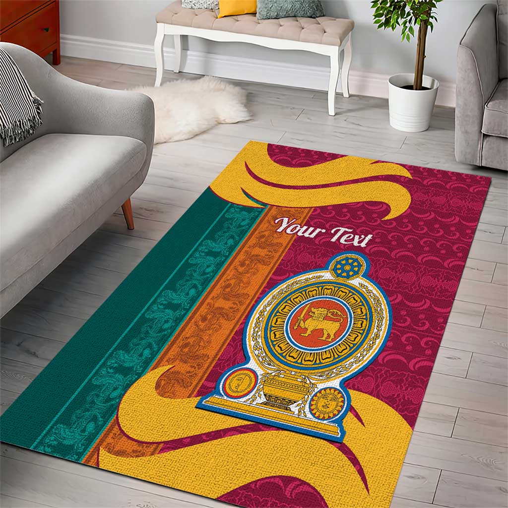 Sri Lanka Independence Day Area Rug Sri Lankan Lion Mix Sinhalese Pattern - Wonder Print Shop