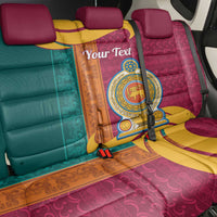 Sri Lanka Independence Day Back Car Seat Cover Sri Lankan Lion Mix Sinhalese Pattern - Wonder Print Shop