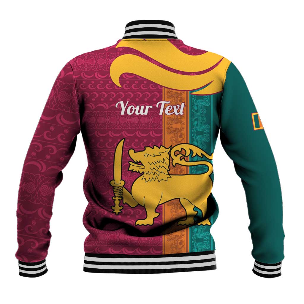Sri Lanka Independence Day Baseball Jacket Sri Lankan Lion Mix Sinhalese Pattern - Wonder Print Shop