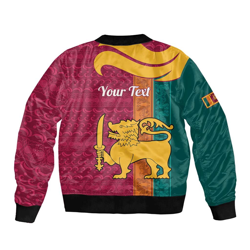 Sri Lanka Independence Day Bomber Jacket Sri Lankan Lion Mix Sinhalese Pattern - Wonder Print Shop