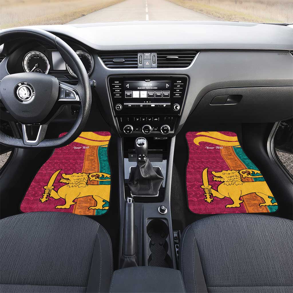 Sri Lanka Independence Day Car Mats Sri Lankan Lion Mix Sinhalese Pattern - Wonder Print Shop