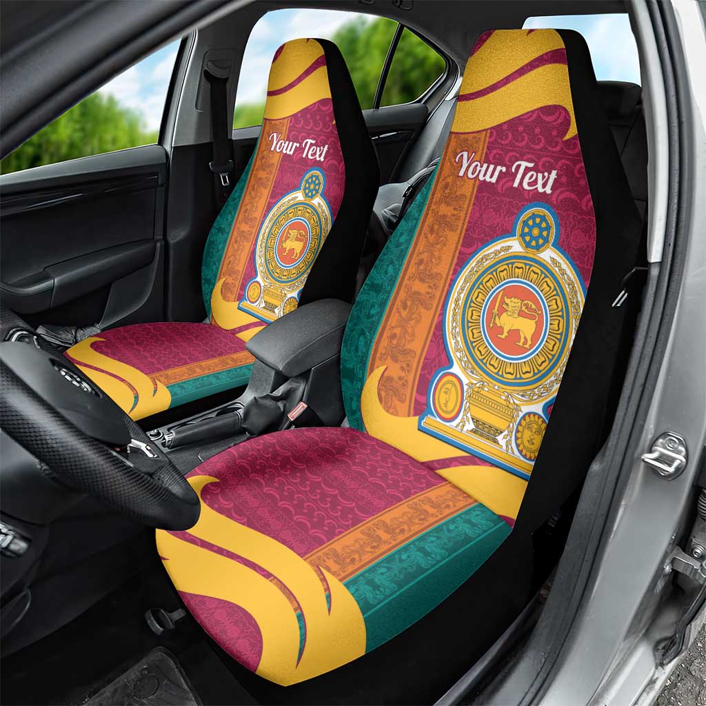 Sri Lanka Independence Day Car Seat Cover Sri Lankan Lion Mix Sinhalese Pattern - Wonder Print Shop