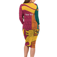 Sri Lanka Independence Day Family Matching Long Sleeve Bodycon Dress and Hawaiian Shirt Sri Lankan Lion Mix Sinhalese Pattern - Wonder Print Shop