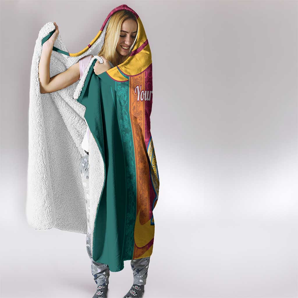 Sri Lanka Independence Day Hooded Blanket Sri Lankan Lion Mix Sinhalese Pattern