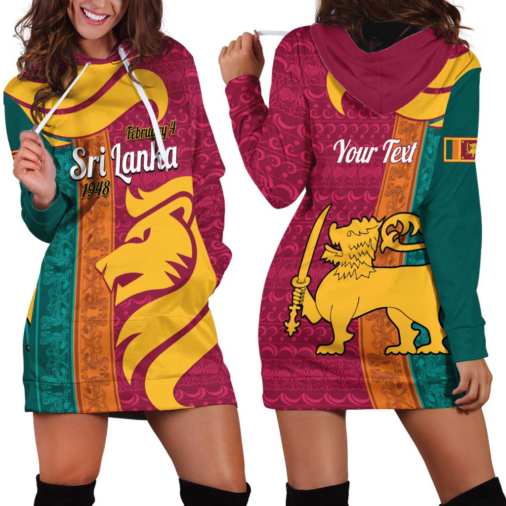 Sri Lanka Independence Day Hoodie Dress Sri Lankan Lion Mix Sinhalese Pattern - Wonder Print Shop