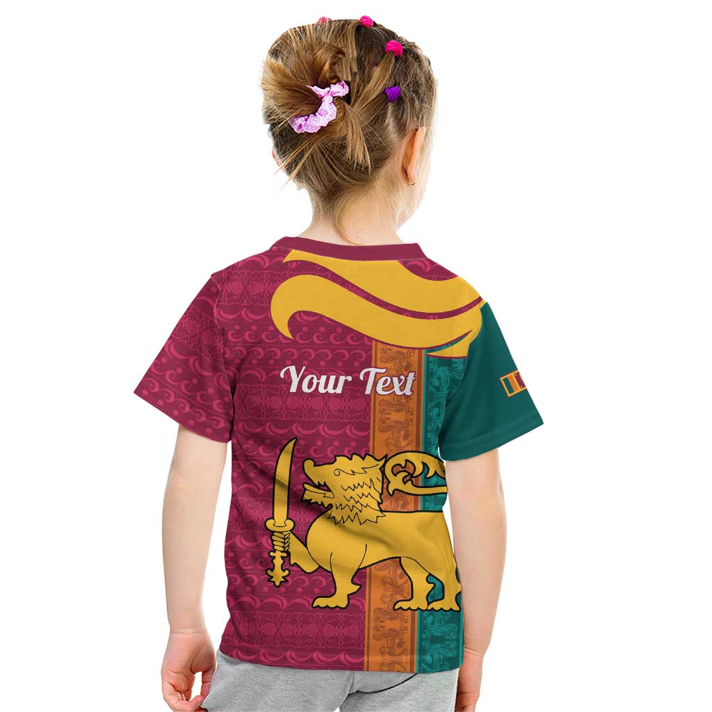 Sri Lanka Independence Day Kid T Shirt Sri Lankan Lion Mix Sinhalese Pattern - Wonder Print Shop