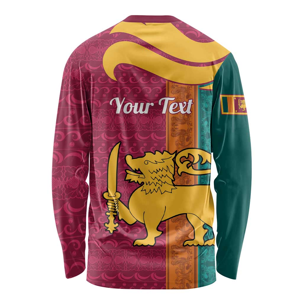 Sri Lanka Independence Day Long Sleeve Shirt Sri Lankan Lion Mix Sinhalese Pattern - Wonder Print Shop