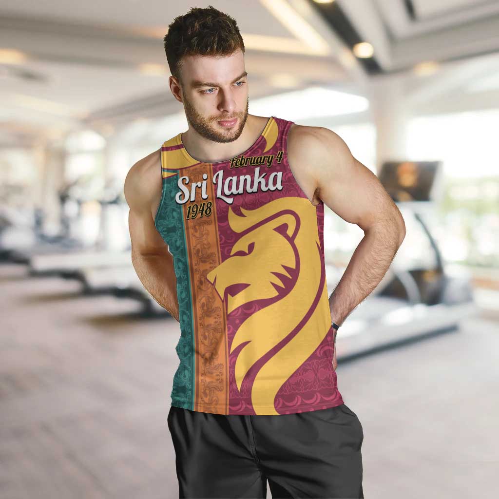 Sri Lanka Independence Day Men Tank Top Sri Lankan Lion Mix Sinhalese Pattern - Wonder Print Shop