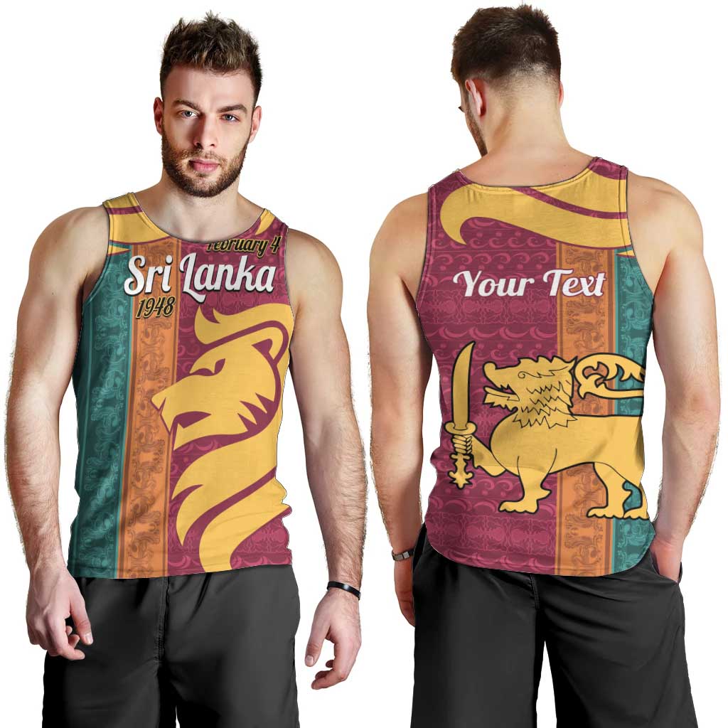 Sri Lanka Independence Day Men Tank Top Sri Lankan Lion Mix Sinhalese Pattern - Wonder Print Shop