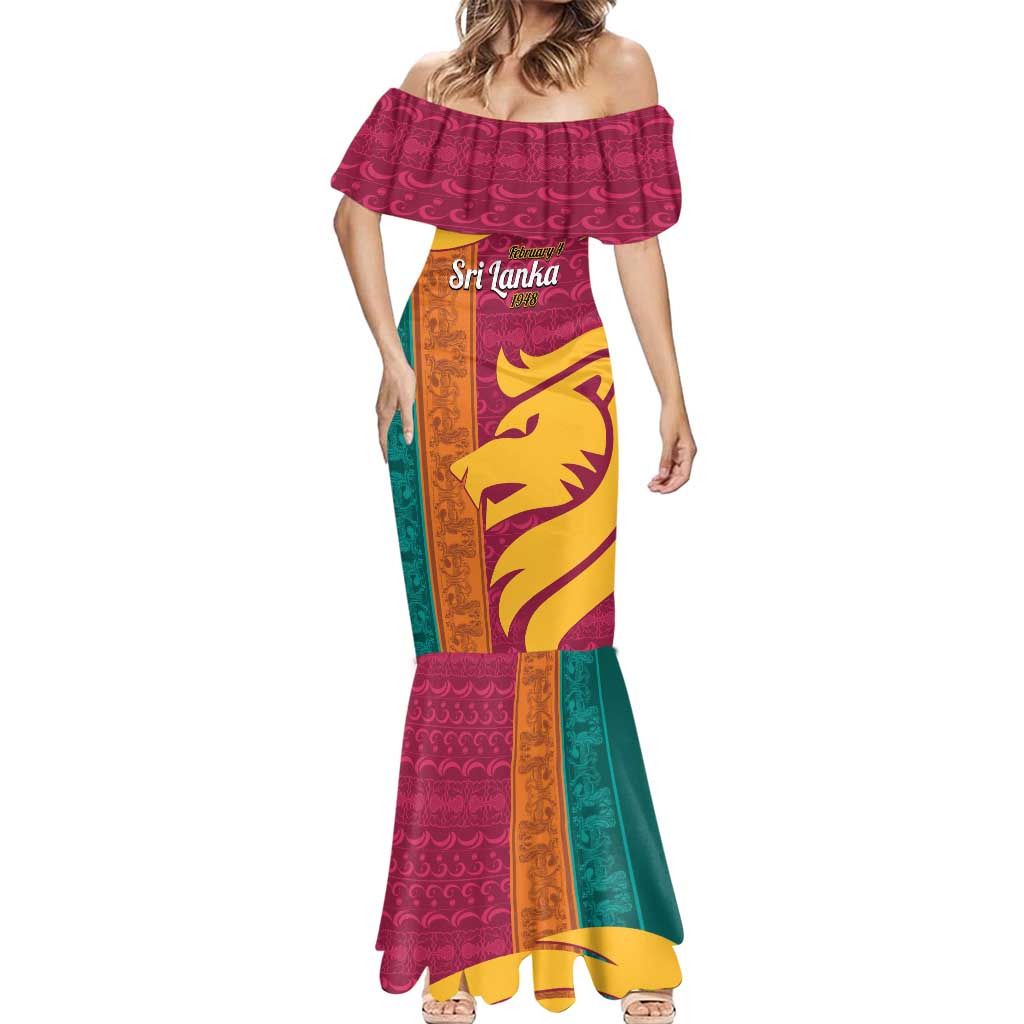 Sri Lanka Independence Day Mermaid Dress Sri Lankan Lion Mix Sinhalese Pattern - Wonder Print Shop