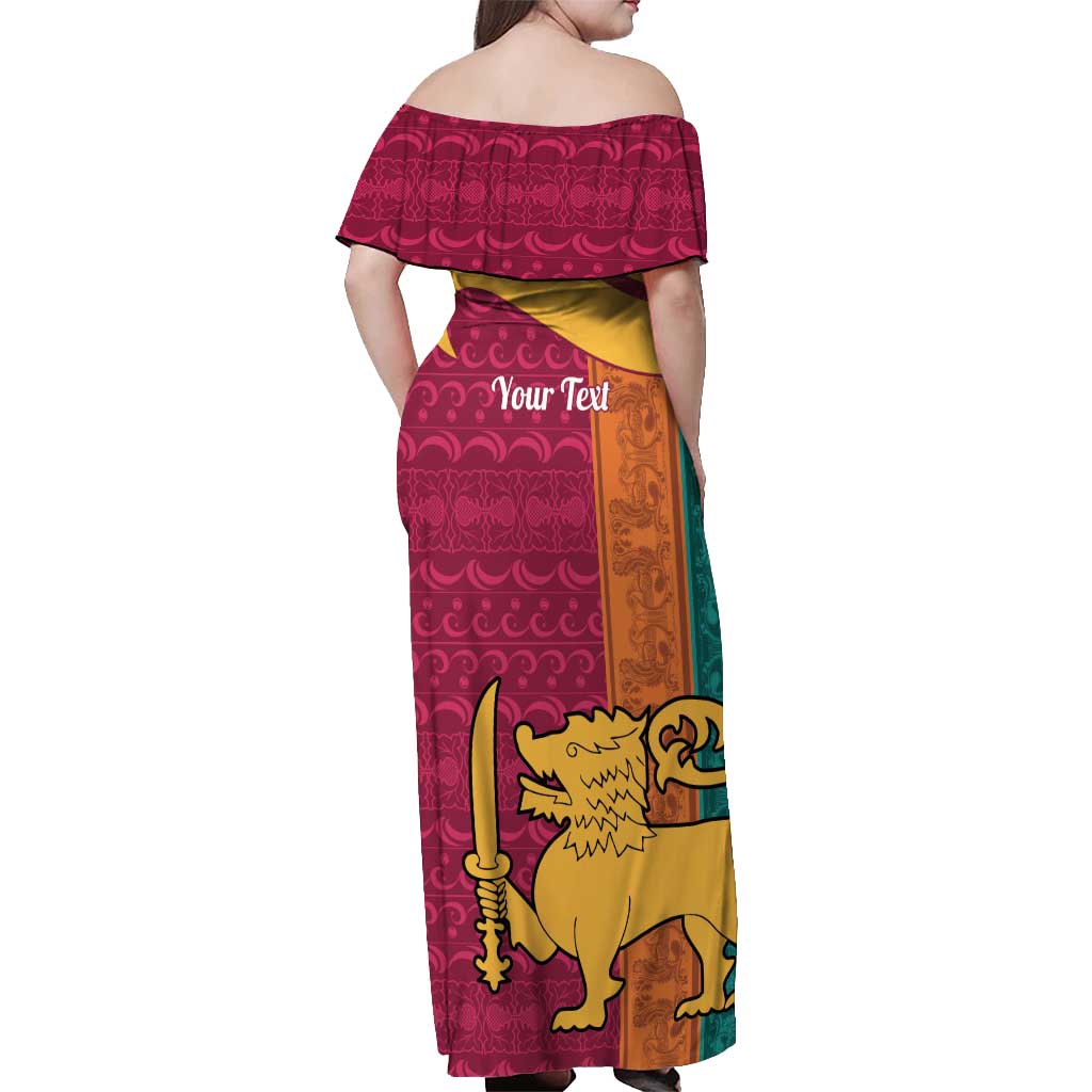 Sri Lanka Independence Day Off Shoulder Maxi Dress Sri Lankan Lion Mix Sinhalese Pattern - Wonder Print Shop