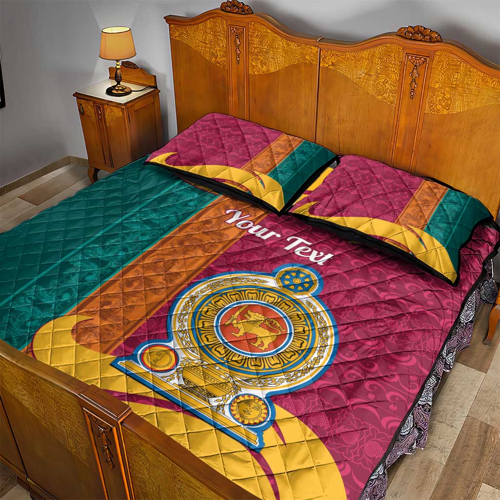 Sri Lanka Independence Day Quilt Bed Set Sri Lankan Lion Mix Sinhalese Pattern - Wonder Print Shop