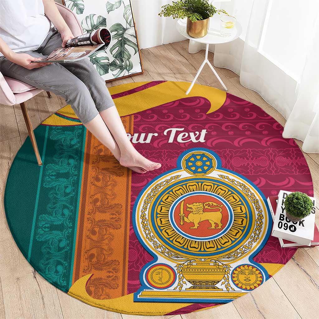 Sri Lanka Independence Day Round Carpet Sri Lankan Lion Mix Sinhalese Pattern