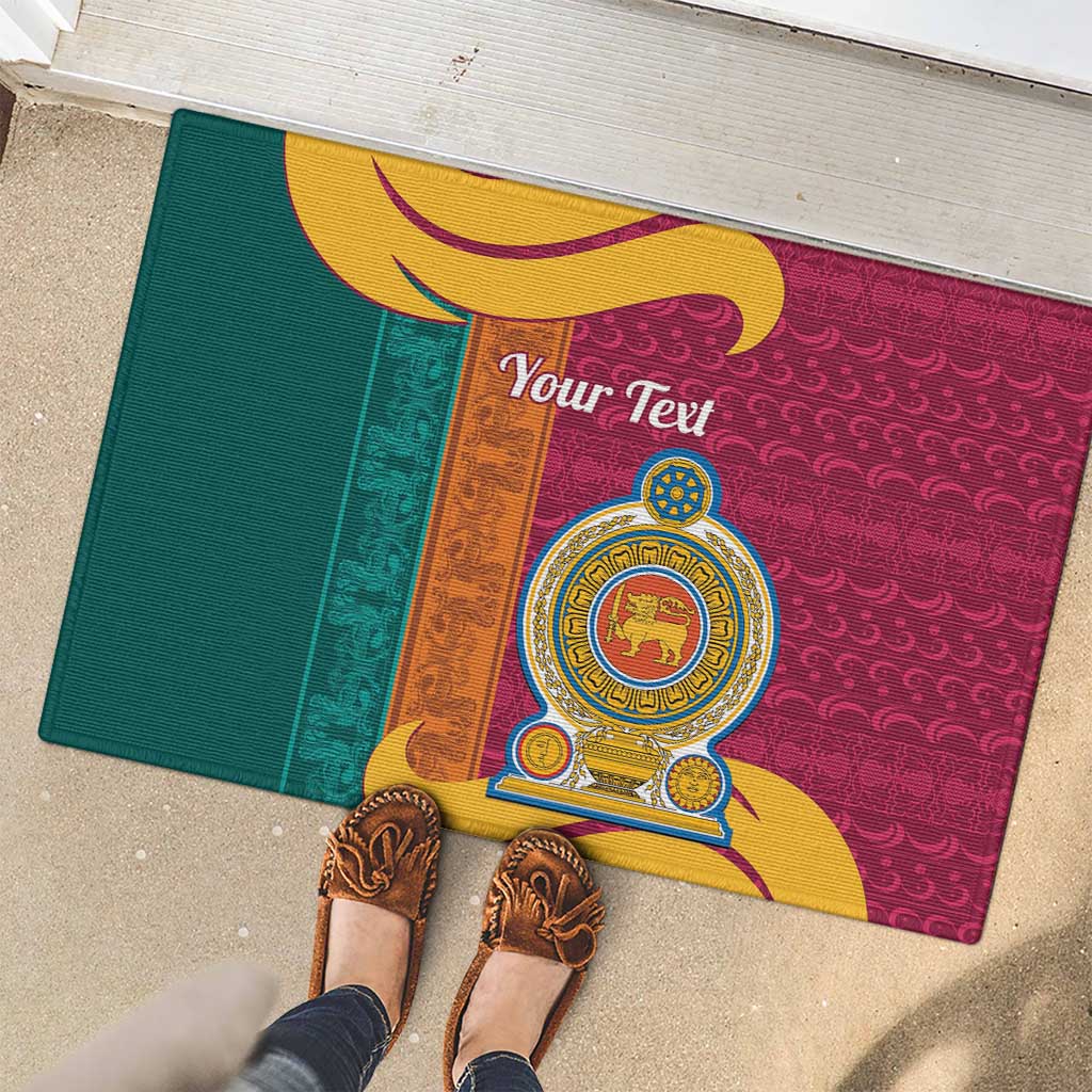 Sri Lanka Independence Day Rubber Doormat Sri Lankan Lion Mix Sinhalese Pattern - Wonder Print Shop