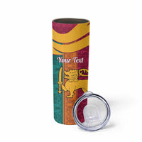 Sri Lanka Independence Day Skinny Tumbler Sri Lankan Lion Mix Sinhalese Pattern - Wonder Print Shop