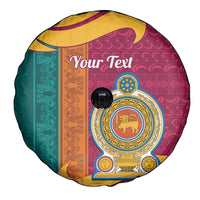 Sri Lanka Independence Day Spare Tire Cover Sri Lankan Lion Mix Sinhalese Pattern - Wonder Print Shop