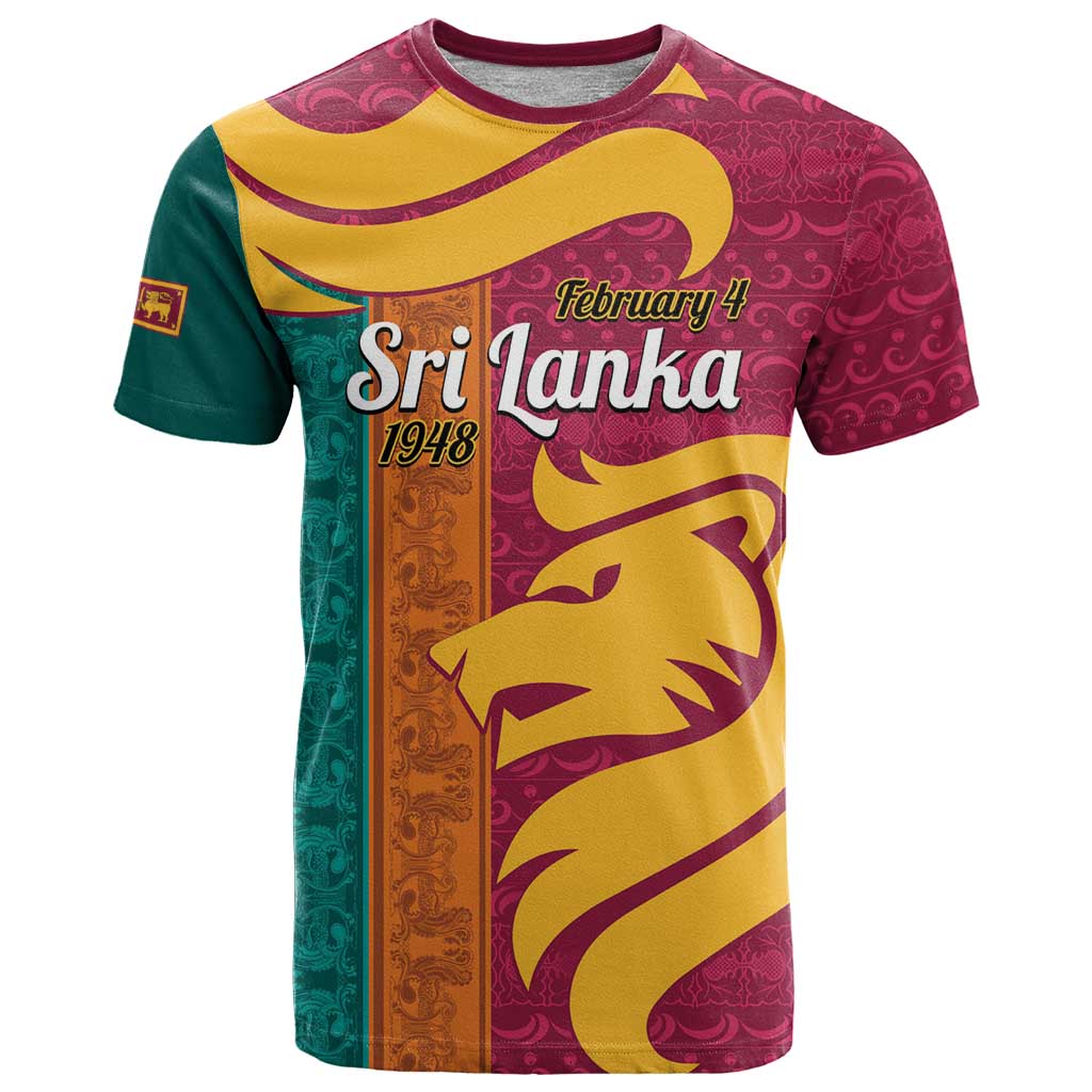 Sri Lanka Independence Day T Shirt Sri Lankan Lion Mix Sinhalese Pattern - Wonder Print Shop