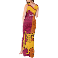 Sri Lanka Independence Day Tank Maxi Dress Sri Lankan Lion Mix Sinhalese Pattern - Wonder Print Shop